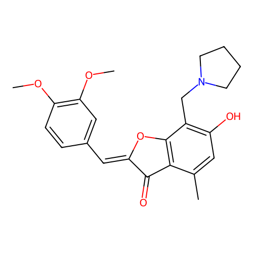 (Z)-2-(3,4-dimethoxybenzylidene)-6-hydroxy-4-methyl-7-(pyrrolidin-1-ylmethyl)benzofuran-3(2H)-one structure