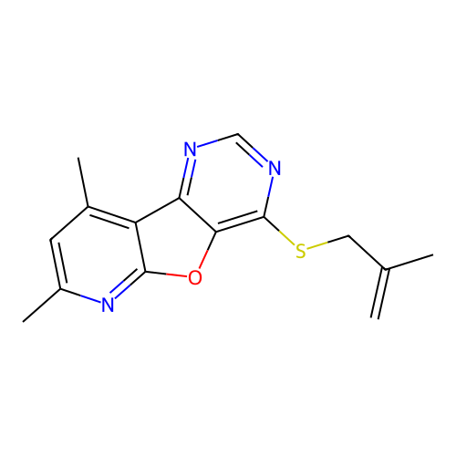 7,9-Dimethyl-4-((2-methylallyl)thio)pyrido[3',2':4,5]furo[3,2-d]pyrimidine structure