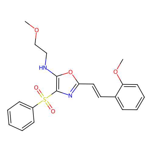 (E)-N-(2-methoxyethyl)-2-(2-methoxystyryl)-4-(phenylsulfonyl)oxazol-5-amine structure