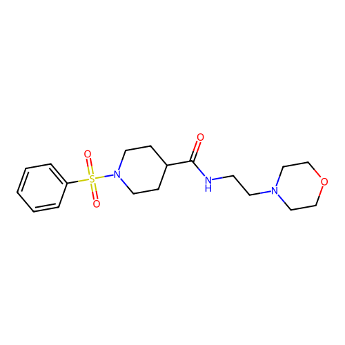 N-[2-(morpholin-4-yl)ethyl]-1-(phenylsulfonyl)piperidine-4-carboxamide structure