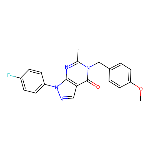 1-(4-fluorophenyl)-5-(4-methoxybenzyl)-6-methyl-1H-pyrazolo[3,4-d]pyrimidin-4(5H)-one structure