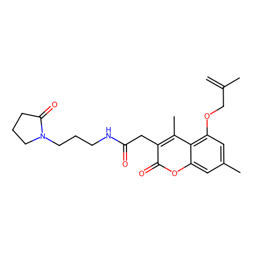 2-(4,7-dimethyl-5-((2-methylallyl)oxy)-2-oxo-2H-chromen-3-yl)-N-(3-(2-oxopyrrolidin-1-yl)propyl)acetamide structure