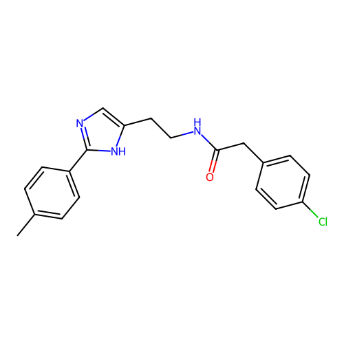 2-(4-chlorophenyl)-N-{2-[2-(4-methylphenyl)-1H-imidazol-5-yl]ethyl}acetamide structure