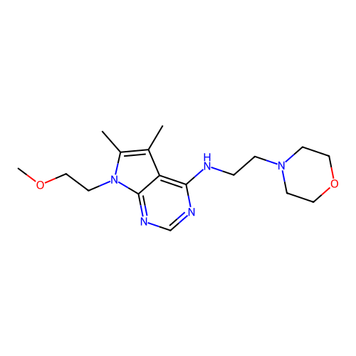 7-(2-methoxyethyl)-5,6-dimethyl-N-(2-morpholin-4-ylethyl)pyrrolo[2,3-d]pyrimidin-4-amine structure
