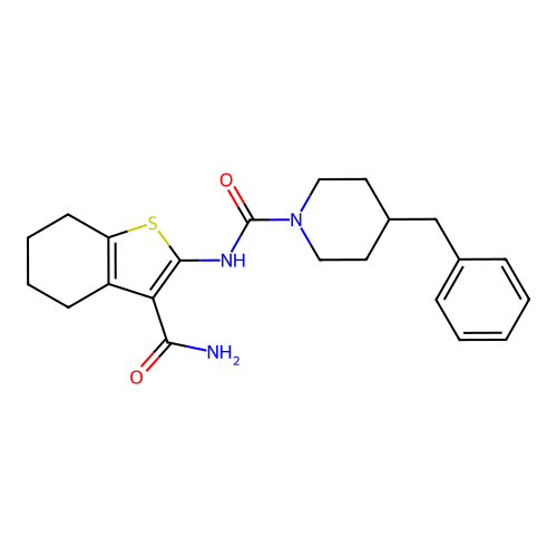 4-benzyl-N-(3-carbamoyl-4,5,6,7-tetrahydro-1-benzothiophen-2-yl)piperidine-1-carboxamide structure