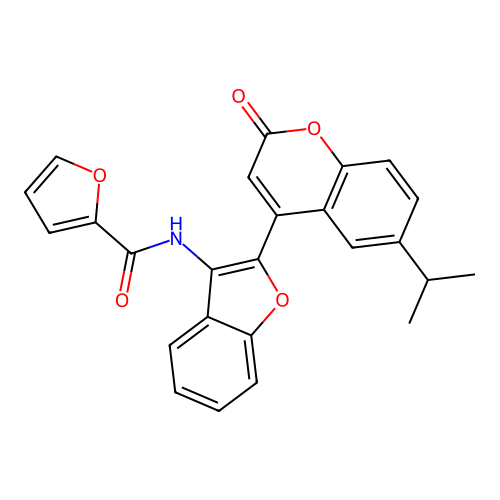N-(2-(6-isopropyl-2-oxo-2H-chromen-4-yl)benzofuran-3-yl)furan-2-carboxamide structure