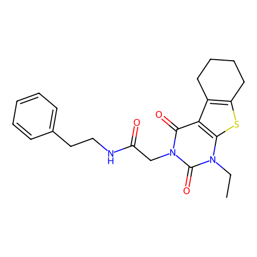 2-(1-ethyl-2,4-dioxo-1,2,5,6,7,8-hexahydrobenzo[4,5]thieno[2,3-d]pyrimidin-3(4H)-yl)-N-phenethylacetamide structure
