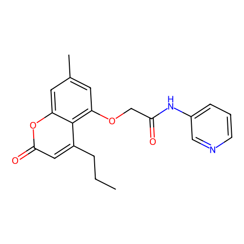 2-((7-methyl-2-oxo-4-propyl-2H-chromen-5-yl)oxy)-N-(pyridin-3-yl)acetamide structure