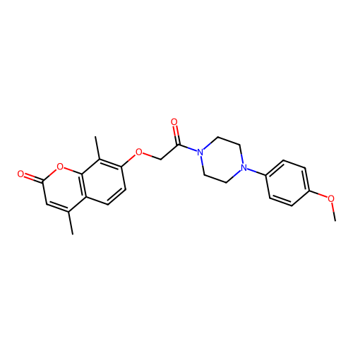 7-{2-[4-(4-methoxyphenyl)piperazino]-2-oxoethoxy}-4,8-dimethyl-2H-chromen-2-one structure