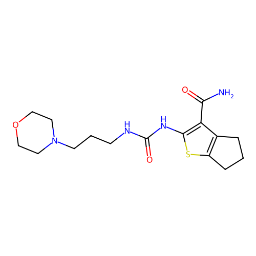 2-(3-(3-morpholinopropyl)ureido)-5,6-dihydro-4H-cyclopenta[b]thiophene-3-carboxamide structure