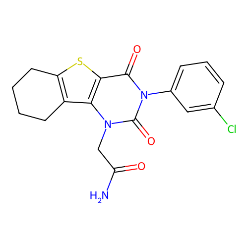 2-[3-(3-chlorophenyl)-2,4-dioxo-6,7,8,9-tetrahydro-[1]benzothiolo[3,2-d]pyrimidin-1-yl]acetamide structure