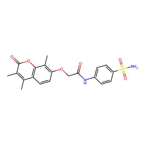 N-(4-sulfamoylphenyl)-2-(3,4,8-trimethyl-2-oxochromen-7-yl)oxyacetamide structure