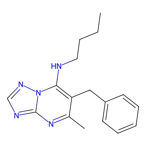 6-benzyl-N-butyl-5-methyl-[1,2,4]triazolo[1,5-a]pyrimidin-7-amine structure