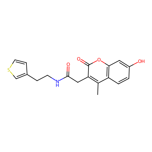 2-(7-hydroxy-4-methyl-2-oxo-2H-chromen-3-yl)-N-(2-(thiophen-3-yl)ethyl)acetamide structure