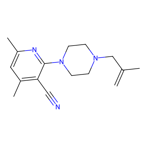 4,6-Dimethyl-2-[4-(2-methylprop-2-enyl)piperazinyl]pyridine-3-carbonitrile structure