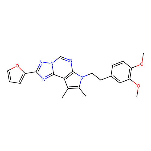 7-[2-(3,4-dimethoxyphenyl)ethyl]-2-(furan-2-yl)-8,9-dimethyl-7H-pyrrolo[3,2-e][1,2,4]triazolo[1,5-c]pyrimidine structure