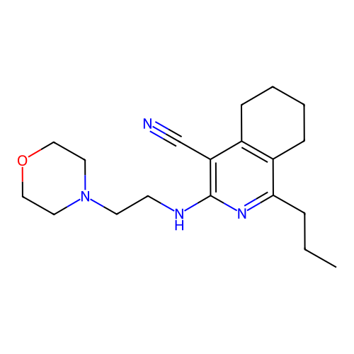 3-(2-morpholin-4-ylethylamino)-1-propyl-5,6,7,8-tetrahydroisoquinoline-4-carbonitrile structure