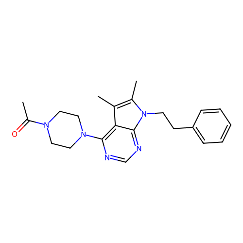 1-(4-(5,6-dimethyl-7-phenethyl-7H-pyrrolo[2,3-d]pyrimidin-4-yl)piperazin-1-yl)ethanone structure