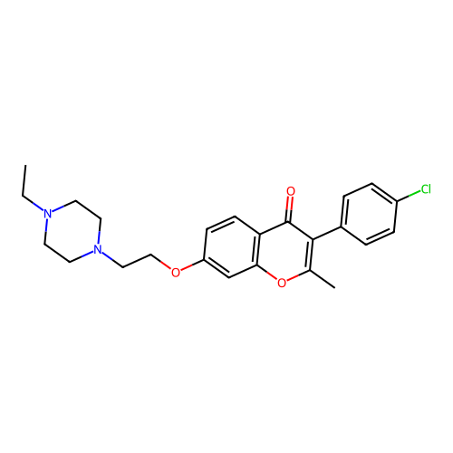 3-(4-chlorophenyl)-7-[2-(4-ethylpiperazin-1-yl)ethoxy]-2-methyl-4H-chromen-4-one structure