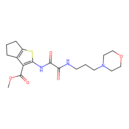 methyl 2-(2-((3-morpholinopropyl)amino)-2-oxoacetamido)-5,6-dihydro-4H-cyclopenta[b]thiophene-3-carboxylate structure