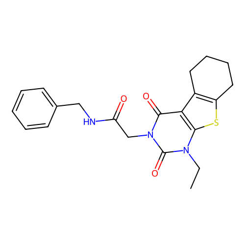 N-benzyl-2-(1-ethyl-2,4-dioxo-5,6,7,8-tetrahydro-[1]benzothiolo[2,3-d]pyrimidin-3-yl)acetamide structure