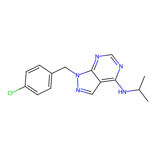 1-(4-chlorobenzyl)-N-(propan-2-yl)-1H-pyrazolo[3,4-d]pyrimidin-4-amine structure