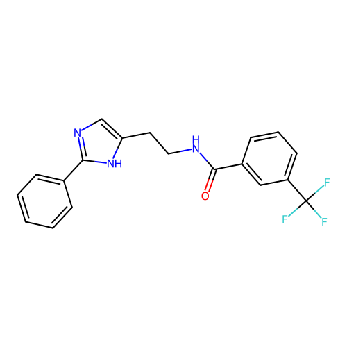 N-[2-(2-phenyl-1H-imidazol-5-yl)ethyl]-3-(trifluoromethyl)benzamide structure