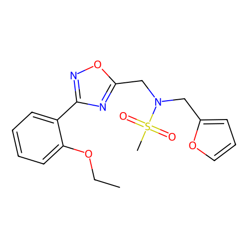 N-((3-(2-ethoxyphenyl)-1,2,4-oxadiazol-5-yl)methyl)-N-(furan-2-ylmethyl)methanesulfonamide structure