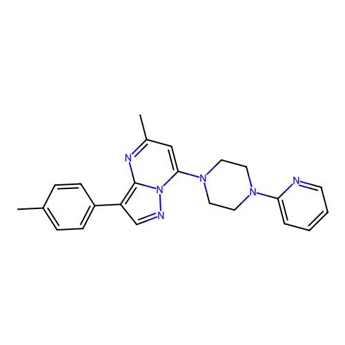 5-methyl-3-(4-methylphenyl)-7-(4-pyridin-2-ylpiperazin-1-yl)pyrazolo[1,5-a]pyrimidine structure