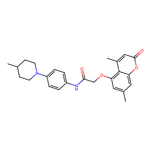 2-((4,7-dimethyl-2-oxo-2H-chromen-5-yl)oxy)-N-(4-(4-methylpiperidin-1-yl)phenyl)acetamide structure