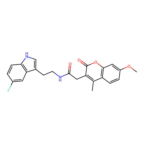 N-(2-(5-fluoro-1H-indol-3-yl)ethyl)-2-(7-methoxy-4-methyl-2-oxo-2H-chromen-3-yl)acetamide structure