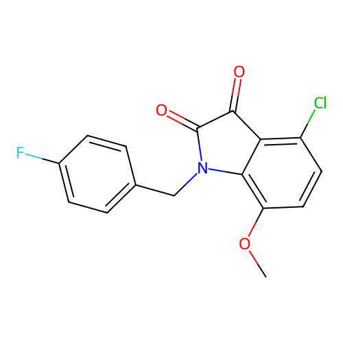 4-chloro-1-(4-fluorobenzyl)-7-methoxy-1H-indole-2,3-dione structure