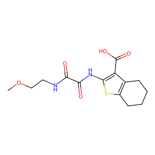 2-[(2-methoxyethylcarbamoylformyl)amino]-4,5,6,7-tetrahydrobenzothiophene-3-carboxylic Acid structure