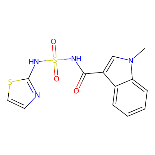1-methyl-N-(1,3-thiazol-2-ylsulfamoyl)-1H-indole-3-carboxamide structure