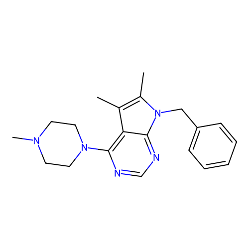 7-benzyl-5,6-dimethyl-4-(4-methylpiperazin-1-yl)-7H-pyrrolo[2,3-d]pyrimidine structure