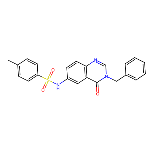 N-(3-benzyl-4-oxo-3,4-dihydroquinazolin-6-yl)-4-methylbenzenesulfonamide structure