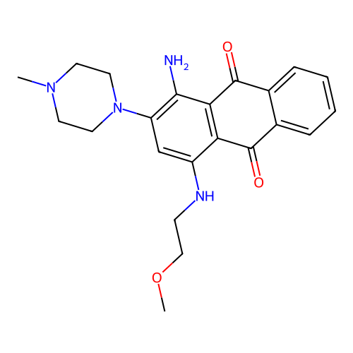 1-amino-4-(2-methoxyethylamino)-2-(4-methylpiperazin-1-yl)anthracene-9,10-dione structure