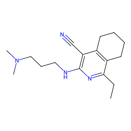 3-((3-(dimethylamino)propyl)amino)-1-ethyl-5,6,7,8-tetrahydroisoquinoline-4-carbonitrile structure