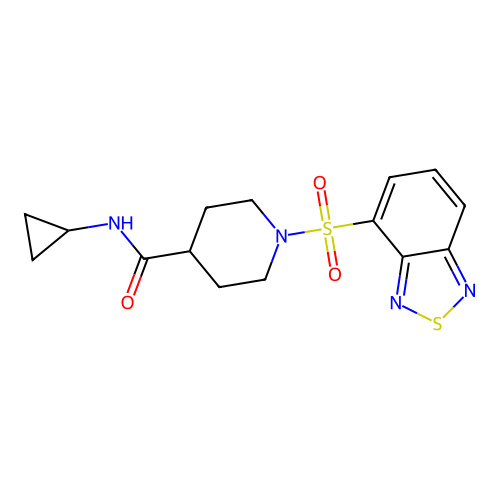 1-(2,1,3-benzothiadiazol-4-ylsulfonyl)-N-cyclopropylpiperidine-4-carboxamide structure