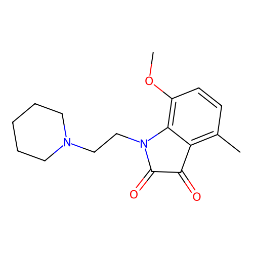 7-methoxy-4-methyl-1-[2-(piperidin-1-yl)ethyl]-1H-indole-2,3-dione structure