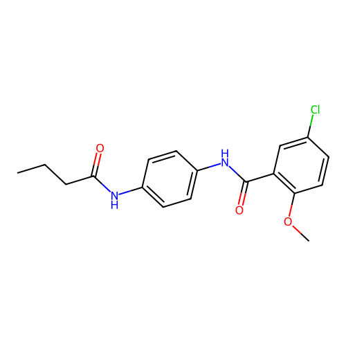 N-[4-(butyrylamino)phenyl]-5-chloro-2-methoxybenzamide structure