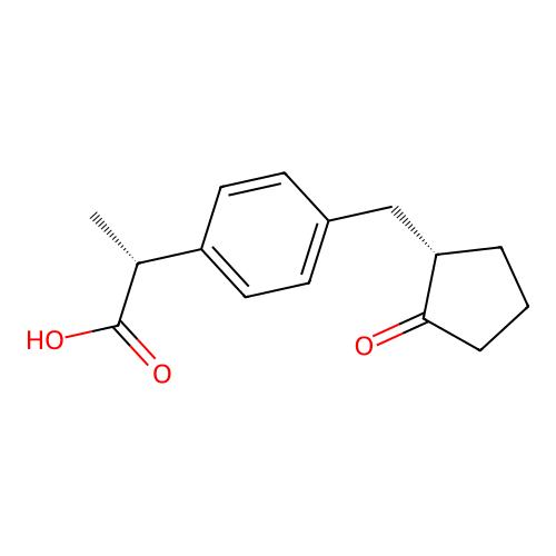 (alphaR)-alpha-Methyl-4-(((1S)-2-oxocyclopentyl)methyl)benzeneacetic acid structure