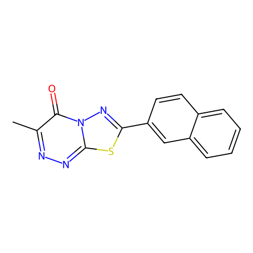3-methyl-7-(naphthalen-2-yl)-4H-[1,3,4]thiadiazolo[2,3-c][1,2,4]triazin-4-one structure