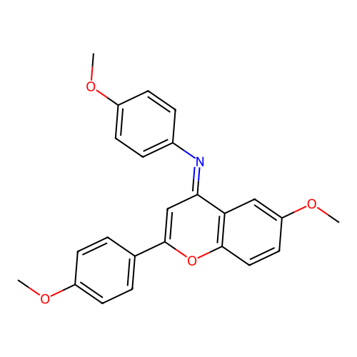 (E)-4-methoxy-N-(6-methoxy-2-(4-methoxyphenyl)-4H-chromen-4-ylidene)aniline structure