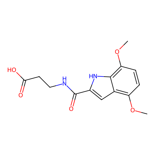 3-[(4,7-dimethoxy-1H-indole-2-carbonyl)amino]propanoic acid structure