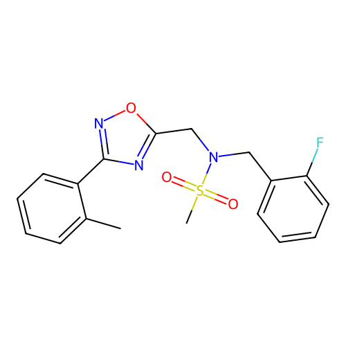 N-(2-fluorobenzyl)-N-((3-(o-tolyl)-1,2,4-oxadiazol-5-yl)methyl)methanesulfonamide structure