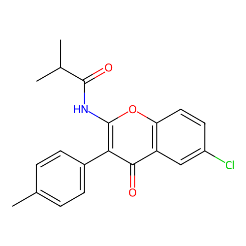 N-(6-chloro-4-oxo-3-(p-tolyl)-4H-chromen-2-yl)isobutyramide structure