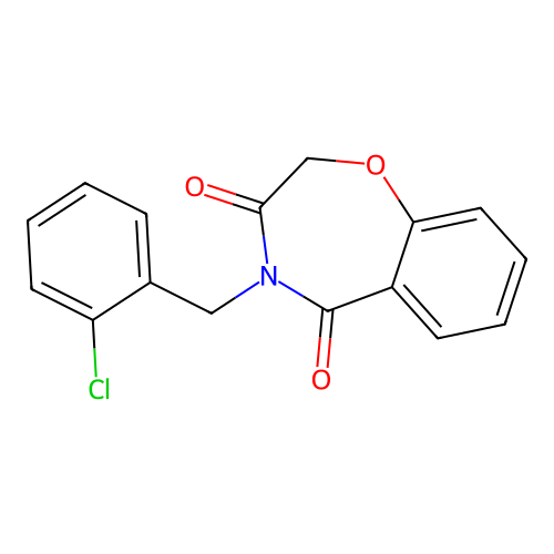 4-(2-chlorobenzyl)-1,4-benzoxazepine-3,5(2H,4H)-dione structure