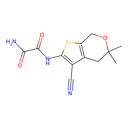 N-(3-cyano-5,5-dimethyl-4,7-dihydro-5H-thieno[2,3-c]pyran-2-yl)ethanediamide structure