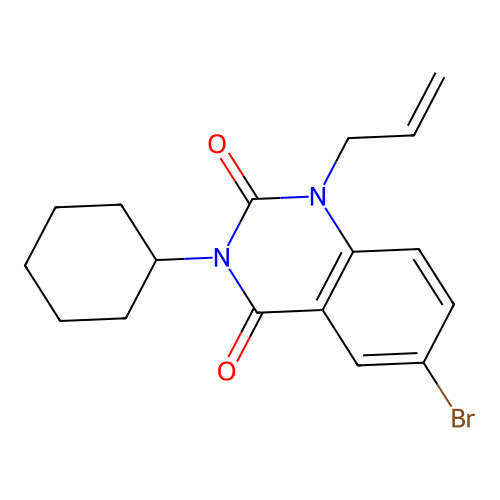 1-allyl-6-bromo-3-cyclohexylquinazoline-2,4(1H,3H)-dione structure